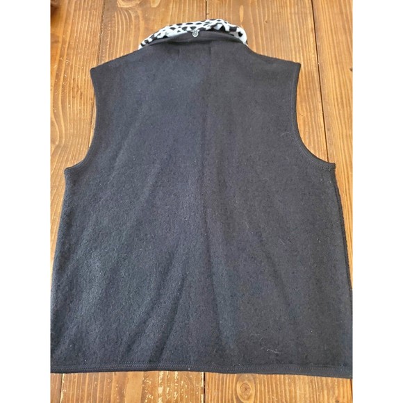 Lisa International Black Wool Dalmation Puppy Spotted Zipup Vest Size Large - Picture 6 of 6